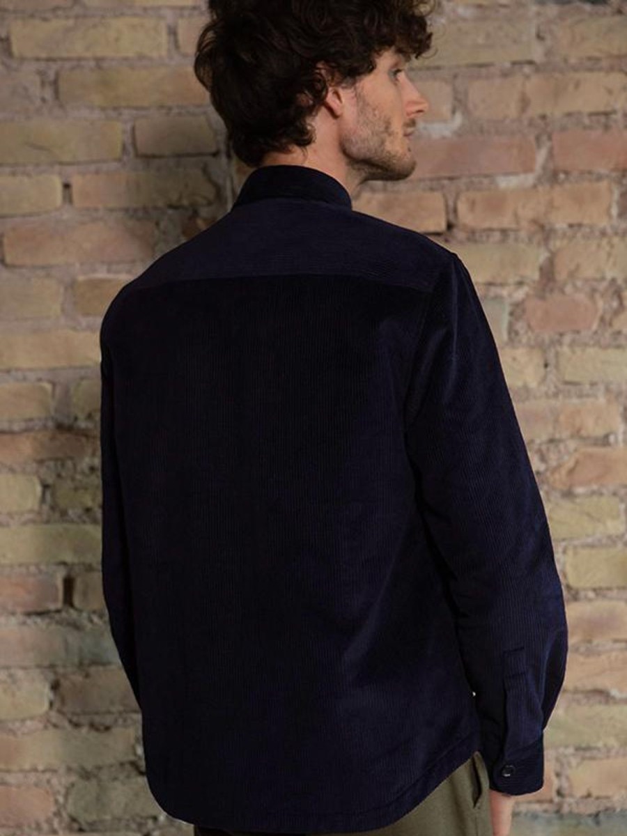 Vetements Monsieur Mimosa Vestes & Gilets | Sur-Chemise Zach Corduroy Bleu Marine