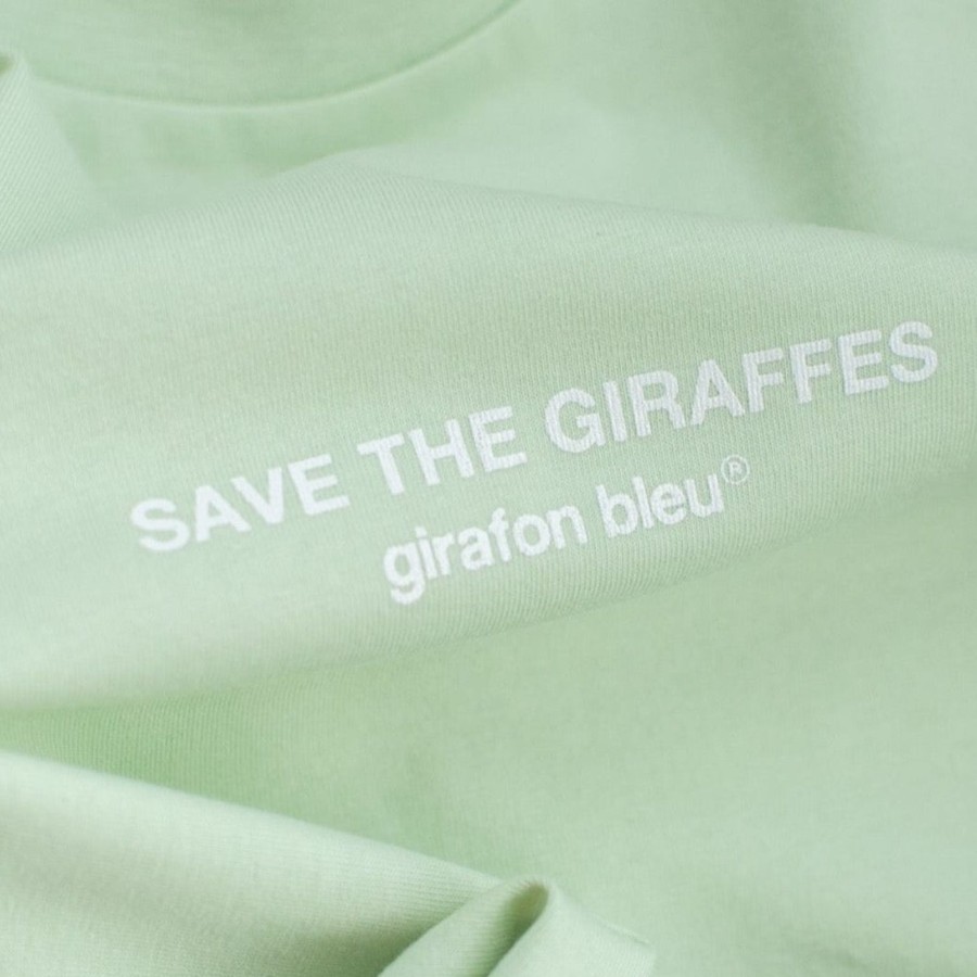 Vetements Girafon Bleu Tee-Shirts | Tee-Shirt Bio Vert Pistache "Save The Giraffes"