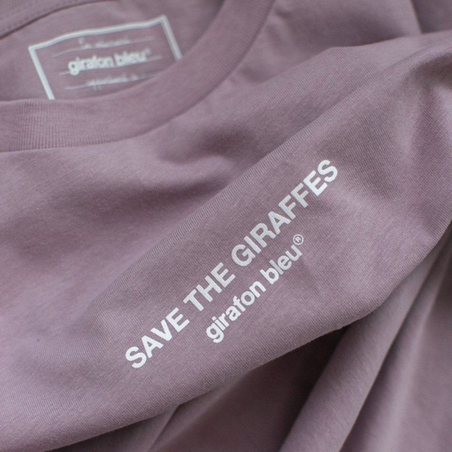 Vetements Girafon Bleu Tee-Shirts | Tee-Shirt Bio Lila "Save The Giraffes"