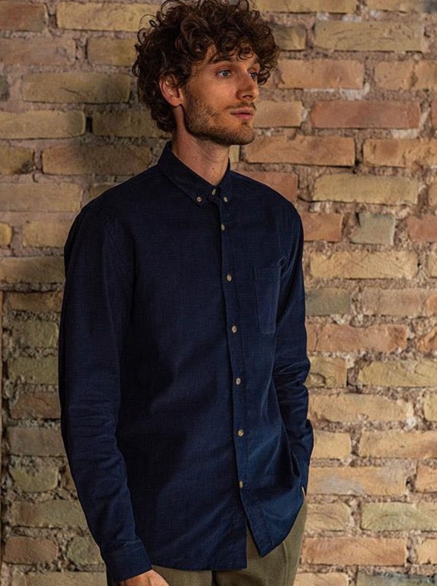 Vetements Monsieur Mimosa Chemises | Chemise Corduroy Emile Bleu Marine