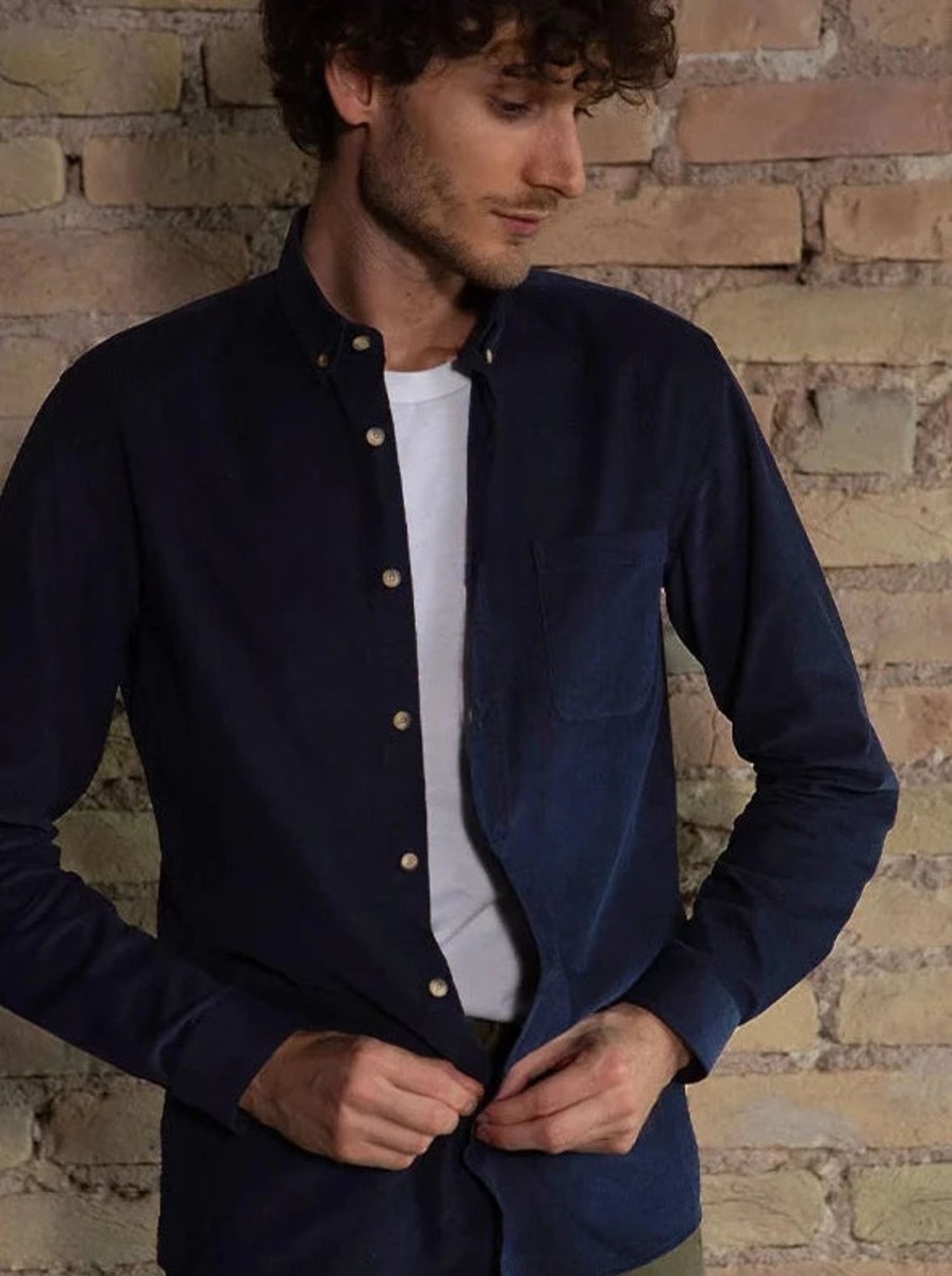 Vetements Monsieur Mimosa Chemises | Chemise Corduroy Emile Bleu Marine