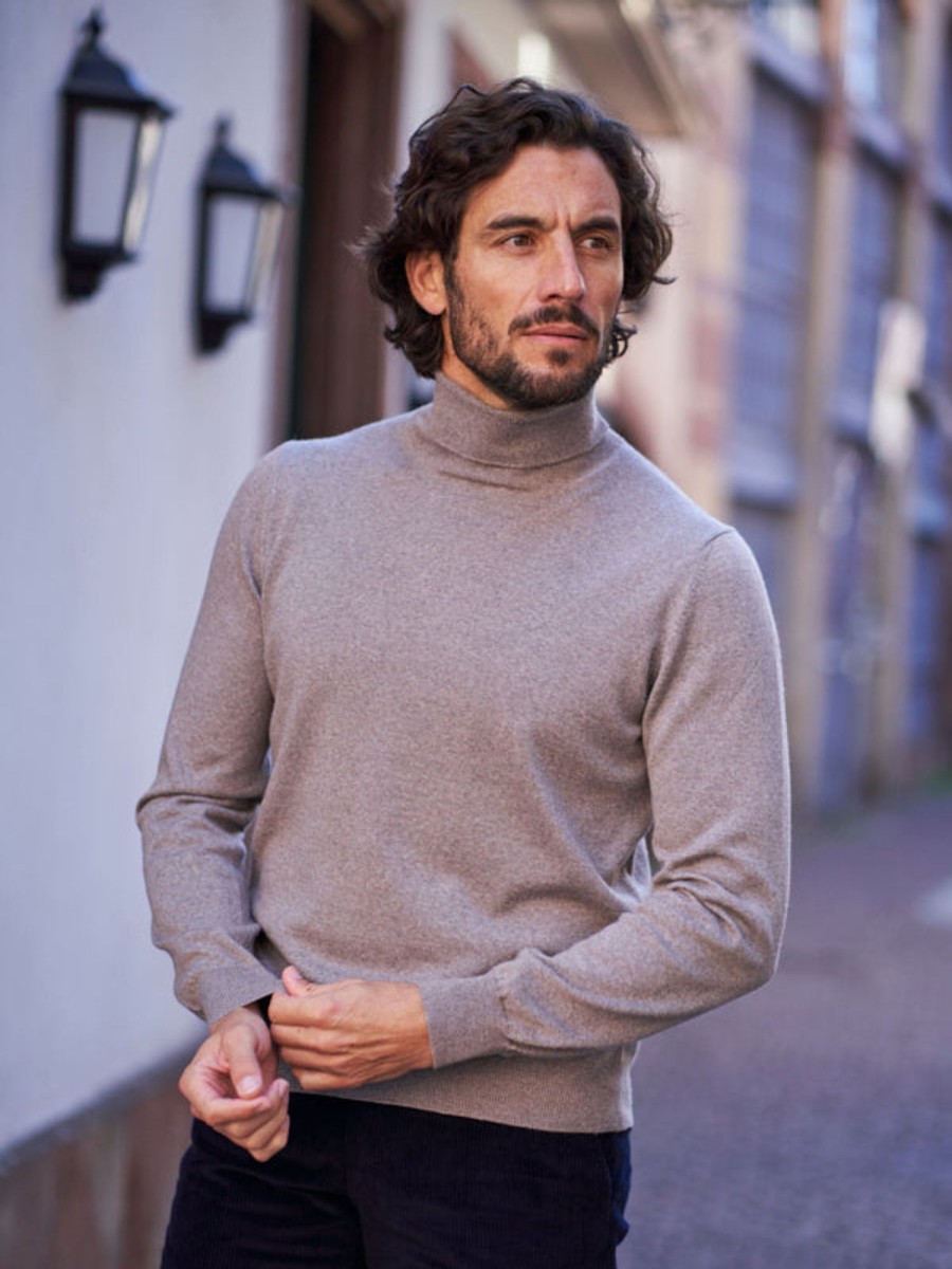 Vetements Monsieur Mimosa Pulls & Sweats | Pull Col Roule En Laine Henry Beige