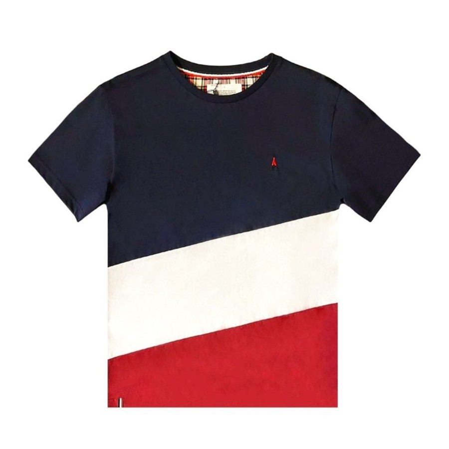 Vetements Maison FT Tee-Shirts | T-Shirt Diagonal Bleu, Blanc, Rouge