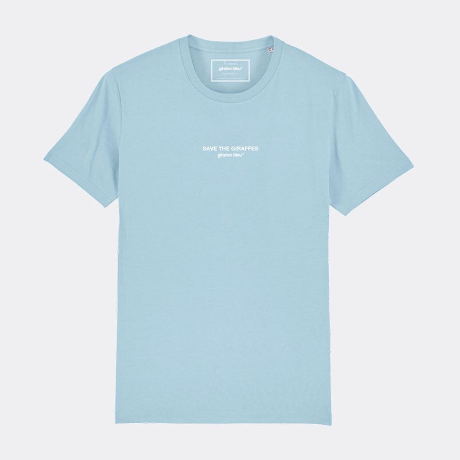 Vetements Girafon Bleu Tee-Shirts | Tee-Shirt Bleu Ciel Save The Giraffes