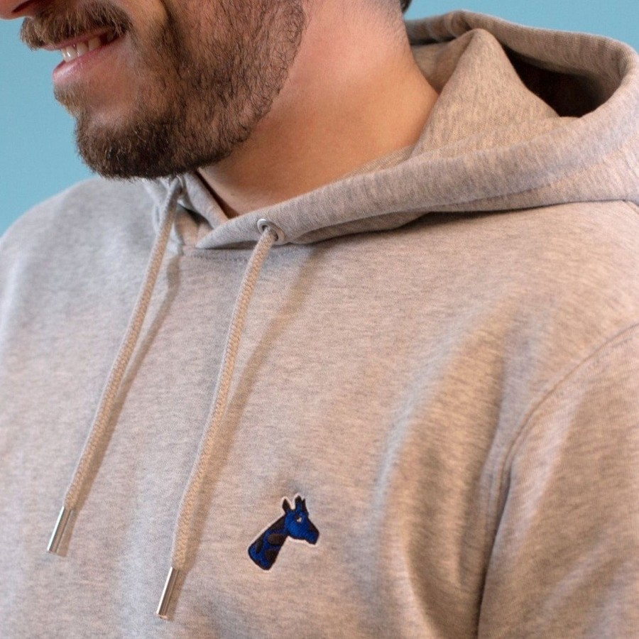 Vetements Girafon Bleu Pulls & Sweats | Hoodie Gris Brode Unisexe