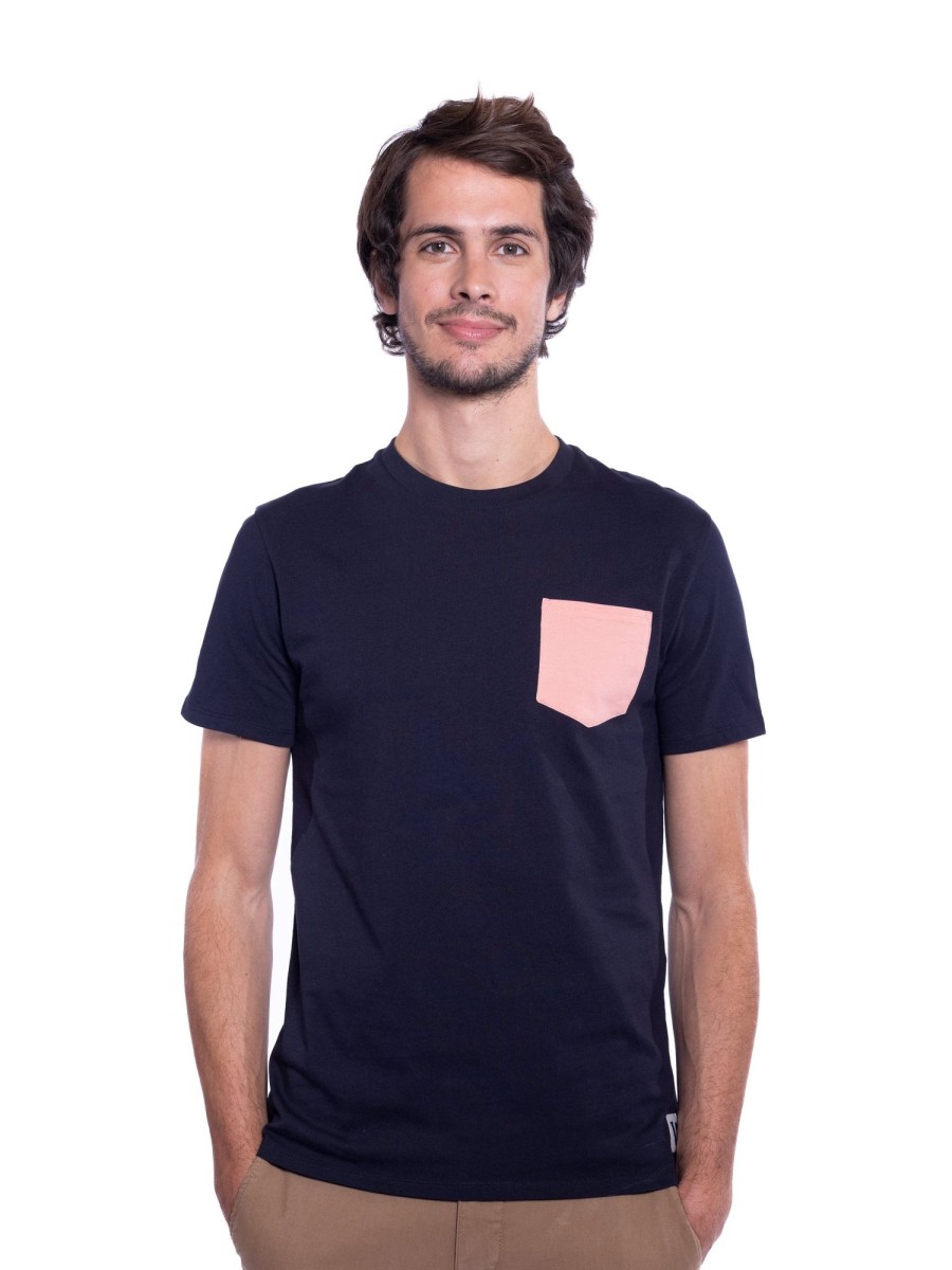 Vetements Vrai par Vianney Tee-Shirts | T-Shirt Marine Poche Corail