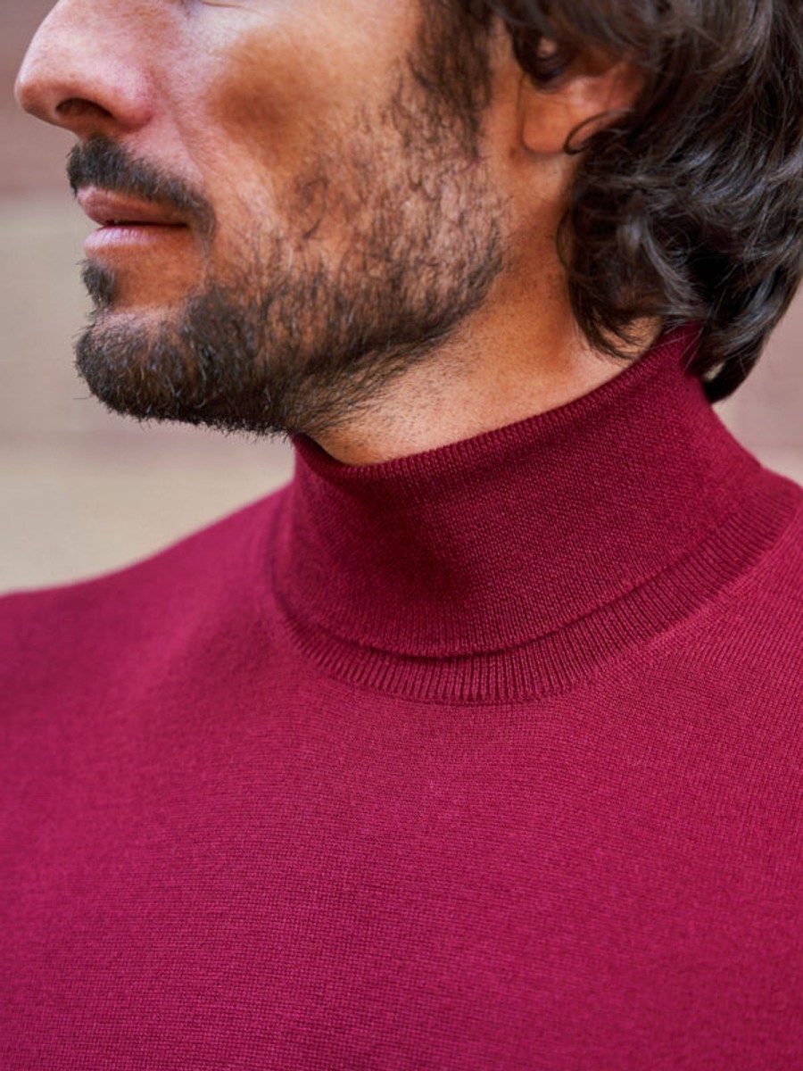 Vetements Monsieur Mimosa Pulls & Sweats | Pull Col Roule En Laine Henry Bordeaux