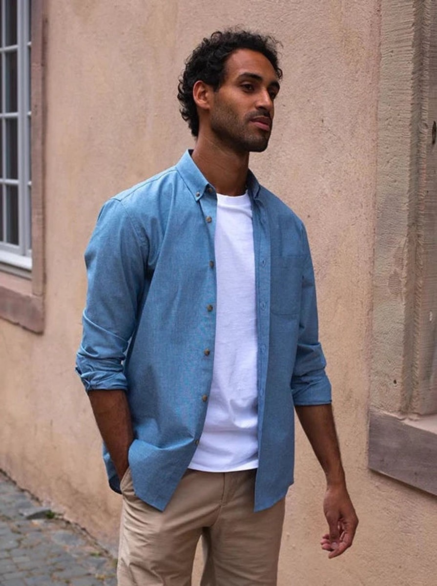 Vetements Monsieur Mimosa Chemises | Chemise Chambray Emile Bleu Clair