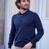 Vetements Monsieur Mimosa Pulls & Sweats | Pull En Laine Col Polo Jonas Bleu Marine