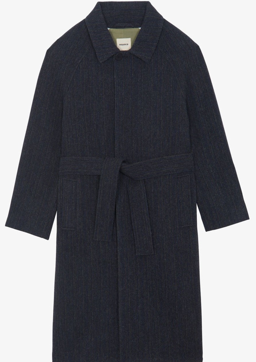 Vetements Noyoco Manteaux & Blousons | Manteau Verlaine Navy Herringbone